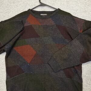 Vintage 90s Serafini Geometric Colorful Patterned Crewneck Knit Sweater Mens L